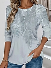  Per donna Maglietta Stampato Floreale Grafico Piante Elegante Classico Moderno Manica Lunga Girocollo Top Regolari Quotidiano Weekend Abbigliamento da vacanza Blu Rosa Blu Reale Verde Grigio Estate