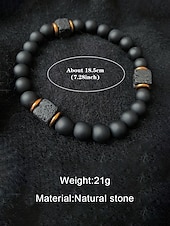 abordables Accessoires de vacances-Bracelet pour homme en perles de pierre volcanique, deux styles, perles de lave noire mate, bijou tendance et décontracté, parfait pour le quotidien et les voyages.