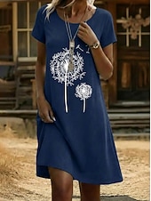  Γυναικεία Μίνι φόρεμα Καθημερινό φόρεμα Κοντομάνικο φόρεμα Floral φόρεμα Μοντέρνα Καθημερινά ΕΞΩΤΕΡΙΚΟΥ ΧΩΡΟΥ Διακοπές Κανονικό Γραφική Γεωμετρικό Κοντομάνικο Στρογγυλή Ψηλή Λαιμόκοψη