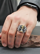 お買い得  メンズジュエリー-メンズ ステンレススチール ゴシック スカル リング、マルチサイズ バイカー パンク ステートメント バンド、花柄ディテール、カジュアルウェア、旅行、休暇、ハロウィン スタイリングに最適な大胆なファッション ジュエリー