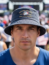  Мужская хлопковая панама с вышитым орлом, разноцветная патриотическая шляпа в честь 250-летия независимости США, для повседневной носки, путешествий, отдыха и фестивалей на открытом воздухе.