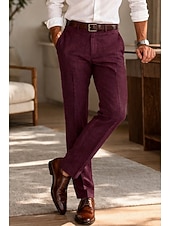 baratos Smokings &amp; Fatos-Masculino Algodão Linho Social Calça casual O negócio Casamento Vintage Clássico Formal Branco Rosa Vinho Primavera Verão Calças Côr Sólida Normal Longas Sem Elasticidade