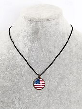  Męski naszyjnik z wisiorkiem w kształcie amerykańskiej flagi, ze stopu metali i akrylu, w stylu patriotycznym, idealny na 250. rocznicę Stanów Zjednoczonych, Dzień Niepodległości, do noszenia na co dzień i na świeżym powietrzu