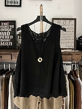 tanie Koszule-Damskie Koronkowa koszula Jednokolorowe Elegancja Bohema Urlop Bez rękawów Półgolf Długie topy Codzienny Święto Weekend Czarny Biały Rumiany róż Jasnobrązowy Khaki Lato Wiosna