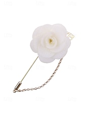 abordables Boda ACC-Pin de solapa con flor de poliéster elegante para hombre: múltiples opciones de color, elegante y moderno, perfecto para bodas y fiestas.