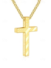 economico Accessori-Collana da uomo con ciondolo a croce in acciaio inossidabile, gioielli religiosi multicolore, catena cristiana minimalista per il 250° anniversario degli Stati Uniti, il giorno dell'indipendenza, abbigliamento casual, viaggi e vacanze.