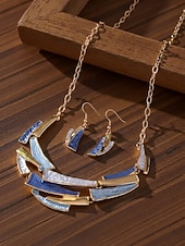 olcso Nyaralási kiegészítők-női bohém ötvözetből készült nyaklánc és fülbevaló szett, többszínű, stílusos és elegáns dizájn, ideális mindennapi használatra, nyaraláshoz és utazáshoz