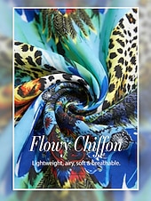  splývavý šifonový top s motivem džungle a divoké párty