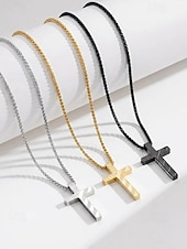 economico Accessori-Collana da uomo con ciondolo a croce in acciaio inossidabile, gioielli religiosi multicolore, catena cristiana minimalista per il 250° anniversario degli Stati Uniti, il giorno dell'indipendenza, abbigliamento casual, viaggi e vacanze.