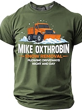  Men's MIKE OXTHROBIN Snow Removal Funny Adult Humor Naughty Pun Graphic T-Shirt Plowing Driveways Night and Day Gag Gift Casual Wear Designer Clothing Apparel S M L XL XXL XXXL