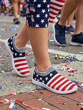  Женские слипоны USA 250-летия — удобные туфли с широким голенищем и звездным рисунком для парадов, Дня независимости и патриотических торжеств.