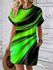 cheap Art&amp;Design Dress-Women's Mini Dress Shift Dress T Shirt Dress Tee Dress Summer Dress Casual Daily Holiday Date Regular Fit Ombre Graphic Abstract Short Sleeve Crew Neck Blue Red Green Gray Summer Spring