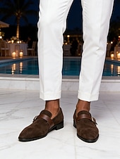 abordables Hommes-Mocassins à boucle en daim pour homme, chaussures habillées classiques à enfiler, idéales pour les soirées de villégiature, les cocktails au coucher du soleil, les mariages sur la plage, les dîners de fêtes et les vacances de luxe, dans un style chic et d