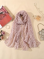 baratos Acessórios de férias-Lenço feminino de chiffon leve estilo boêmio, estampa de leopardo, várias cores, ideal para uso diário, férias e viagens.