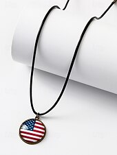  Męski naszyjnik z wisiorkiem w kształcie amerykańskiej flagi, ze stopu metali i akrylu, w stylu patriotycznym, idealny na 250. rocznicę Stanów Zjednoczonych, Dzień Niepodległości, do noszenia na co dzień i na świeżym powietrzu