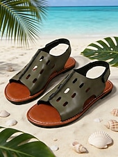 economico Donne-sandali da donna traforati con punta aperta color verde militare - design traspirante con aperture, scarpe casual leggere per l'estate, i viaggi, il tempo libero all'aperto e l'uso quotidiano