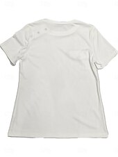 abordables Camiseta lisa-Mujer Camiseta Camiseta superior Botones Plano Moda Elegante Clásico Manga Corta Cuello Barco Tops regulares Diario Noche Fin de semana Negro Blanco Rojo Azul Marino Marrón Verano Primavera