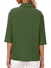 economico Camicie di Lusso-Per donna Camicia Blusa Camicia di cotone Arricciato Bottoni Tinta unica Elegante Classico Moderno Manica Lunga Colletto a Camicia Top Regolari Quotidiano Ferie Uscire Nero Bianco Giallo Rosa Vino