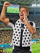 preiswerte Zubehör-Sport-Kühltuch aus Polyester mit Fußballmuster für Herren, ideal für Fußballtraining, Spieltage, Fanunterstützung, Fitnessstudio und Fitness.