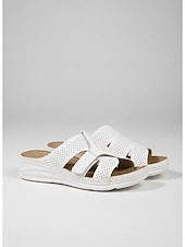 abordables Sandalias deslizantes-Sandalias burdeos perforadas para mujer: calzado informal y cómodo de verano para playa, vacaciones y uso diario.