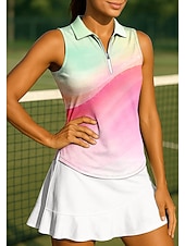 economico Camicia Donna-Per donna Blocco di colori Sfumatura Maglietta sportiva Polo da golf Maglia da tennis Maglietta da tennis Senza Maniche Cerniera Floreale UPF50+ Resistente ai Raggi UV Alta elasticità Traspirante