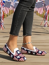 abordables Zapatos de mujer-Mocasines para mujer conmemorativos del 250.º aniversario de EE. UU.: zapatos planos sin cordones con estrellas y rayas patrióticas para celebraciones del Día de la Independencia de 2026, picnics al aire libre y desfiles festivos.