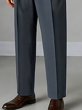 cheap Dress Pants-Men's Trousers Dress Pants Pocket Buttons Plain Comfort Breathable Full Length Outdoor Streetwear Business Vacation Fashion Black Navy Blue Inelastic