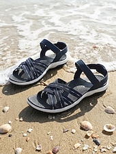 economico Sandali Comodi-sandali da passeggio leggeri da donna grigi, comodi sandali sportivi con cinturino regolabile per escursionismo, viaggi, spiaggia &amp;abbigliamento estivo quotidiano