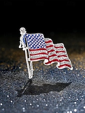 tanie Akcesoria-Zestaw broszek patriotycznych dla kobiet, ze stopu metali, w kolorze złotym i srebrnym, 2-częściowe przypinki z flagą USA, idealne na 250. rocznicę USA, Dzień Niepodległości i na co dzień