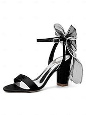 baratos noiva-Sandálias de noiva nude com salto bloco e laço - sapatos de casamento elegantes para casamentos no jardim.