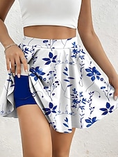 preiswerte Shorts mit Grafik-Damen Urlaubsrock Elegant Mode Hawaiianisch Badeanzugshosen Über dem Knie Hohe Taille Röcke Blumen Grafik Druck Dehnbar Täglich Strand Gelb Rote Blau Grün Sommer