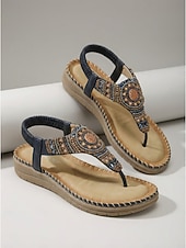 cheap Women-Women's Boho Wedge Sandals - Elegant Criss-Cross Strappy Platform Espadrilles with Ankle Buckle for Outdoor Vacations, Summer Garden Parties &amp; Resort Wear