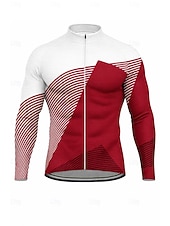 abordables Maillots pour hommes-Homme Hauts Maillot de cyclisme Graphique Géométrique manche longue Cyclisme Maillot Top avec 3 poches arrière Soleil Protection solaire Écran solaire Séchage Rapide Des sports Bleu Rouge Orange