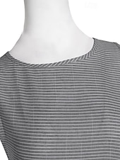 preiswerte Streifen- und geometrische Kleider-Damen Midikleid A Linie Kleid Urlaub Lässig Outdoor Ausgehen Lässiger Schnitt Gestreift Ärmellos Rundhalsausschnitt Blau Grün Grau Sommer Frühling