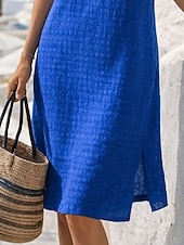 economico Vestito bianco-Per donna Mini Abito Vestito T-Shirt Abito Estivo Casual Quotidiano Vestibilità comoda Semplice Manica Corta Girocollo Blu Verde chiaro Rosa scuro Rosso Estate Primavera