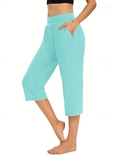  Mulheres calções capri chinês Férias Roupa de rua Casual Comprimento da panturrilha Cintura Média Tecido Bolsos Cintura elástica Confortável Respirável Com Stretch Diário Ao ar livre Streetwear Vinho