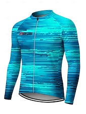 Χαμηλού Κόστους Ανδρικές φανέλες-Άντρες Φανέλα ποδηλασίας Ντάουνιλ Τζέρσεϋ Γεωμετρικό Αφηρημένο Χρώμα αντίθεσης Μακρυμάνικο Ποδήλατο Μπλουζάκι Αθλητική μπλούζα Ρούχα συμπίεσης με 3 πίσω τσέπες Ποδηλασία Βουνού Ποδηλασία Δρόμου