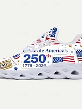  Teniși bărbătești pentru aniversarea a 250 de ani de la Statele Unite – pantofi respirabili din plasă, cu talpă flexibilă, ușori, perfecți pentru 4 iulie, festivaluri în aer liber, călătorii și ținute casual de zi cu zi