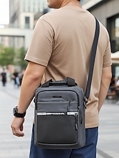 baratos Bolsas para Homem-Bolsa transversal masculina de nylon em várias cores, com grande capacidade, múltiplos bolsos e alça ajustável, ideal para uso casual diário, viagens e atividades ao ar livre.