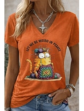  γυναικείο μπλουζάκι αστείο χιούμορ αποσπάσματα γραφικό γράμμα κομψό κλασικό casual κοντομάνικο ντεκολτέ με V μακριά μπλουζάκια καθημερινά έξοδος Σαββατοκύριακο λευκό μωβ πορτοκαλί καλοκαίρι άνοιξη