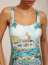 preiswerte Designer-Bademode-Baleareninseln blauer Stretch-Einteiler-Badeanzug