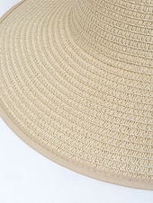 abordables Accesorios de vacaciones-Sombrero de paja con ala ancha para mujer, plegable, abierto en la parte superior, varios colores, ligero, ideal para playa, viajes, uso casual, vacaciones y actividades al aire libre.
