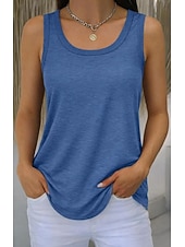 ieftine Rezervor simplu-Pentru femei Mărime Plus Tricou Bluză Culoare solidă Elegant Epocă Stilat Fără manșon În U Topuri lungi Zilnic Sport Ieșire Negru Alb Bleumarin Mov Trifoi Vară Primăvară