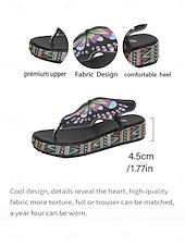 abordables Rutschsandalen-Women's Bohemian Brown Butterfly Wedge Sandals - Comfortable Platform Thong Flip Flops with Colorful Pattern for Luxury Hotel Poolside, Beach Resorts &amp; Summer Vacations