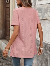 economico Bluse Eleganti-Per donna Camicia Camicia traforata Top traforato Blusa Bottoni Semplice Vintage Elegante Classico Manica Corta Collo quadrato Top Regolari Casuale Quotidiano Spiaggia Nero Bianco Rosa Azzurro cielo