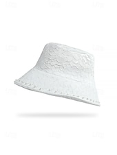 ieftine Pălării de damă-Pălărie de soare pliabilă pentru femei, din dantelă, din poliester, cu garnitură din perle artificiale, în mai multe culori, pentru purtare zilnică casual, vacanțe și stațiuni pe plajă