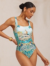 preiswerte Designer-Bademode-Baleareninseln blauer Stretch-Einteiler-Badeanzug