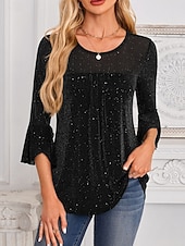 billige Kjolebluser-Dame Skjorte Bluse Netting عادي Stilfull Klassisk Moderne Langermet Crew-hals Vanlige topper Daglig Ferie Ut på byen Blå Svart Rød Grønn Sommer Vår