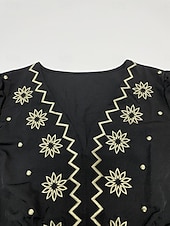 preiswerte Lässige Blumenkleider-Damen Minikleid Boho-Kleid Freizeitkleid Elegant Mode Modern Outdoor Urlaub Ausgehen Normale Passform Blumen Langarm V Ausschnitt Schwarz Wein Rote Grün Sommer Frühling