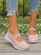 cheap Women's Sneakers-Women's Pink Mary Jane Sneakers – Breathable Lightweight Mesh Slip-On Sport Shoes for Walking, Casual Wear, Travel and Daily Activities